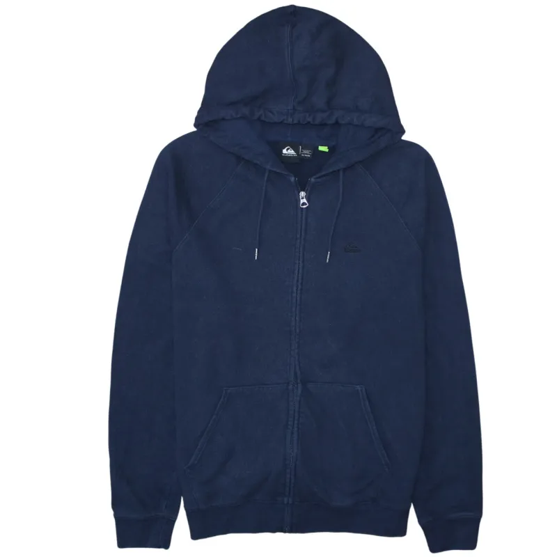 Quiksilver Navy Blue Zip Hoodie Women’s XLarge Embroidered Logo Split Pockets Fleece Sweatshirt sold by Vintage Club