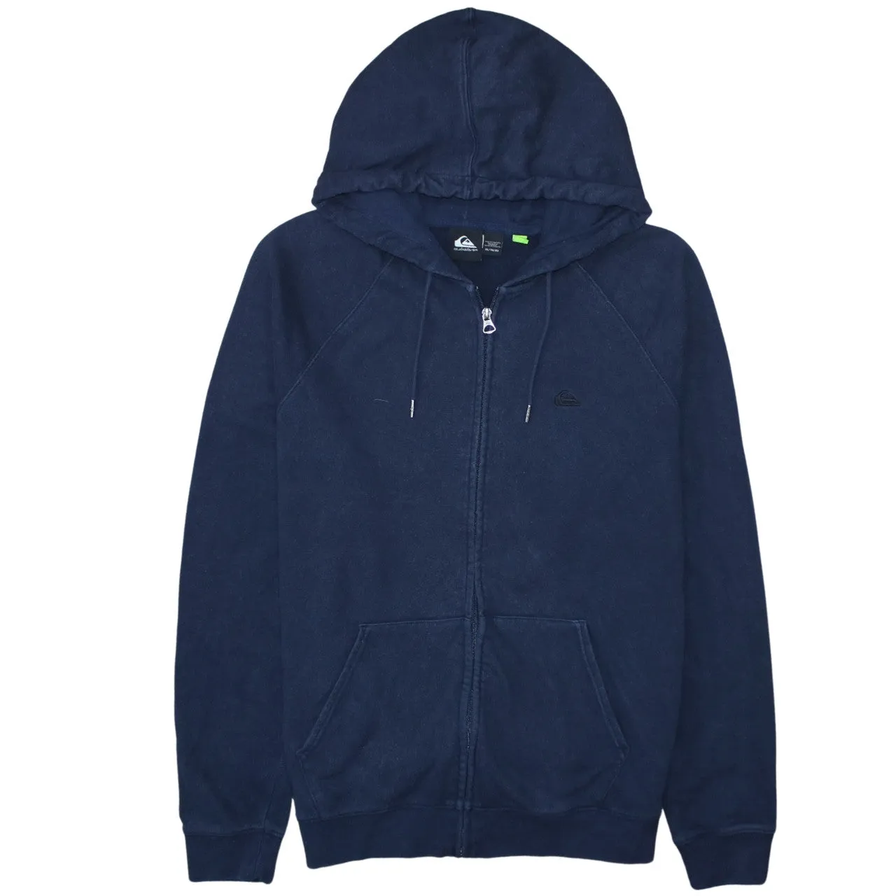 Quiksilver Navy Blue Zip Hoodie Women’s XLarge Embroidered Logo Split Pockets Fleece Sweatshirt sold by Vintage Club