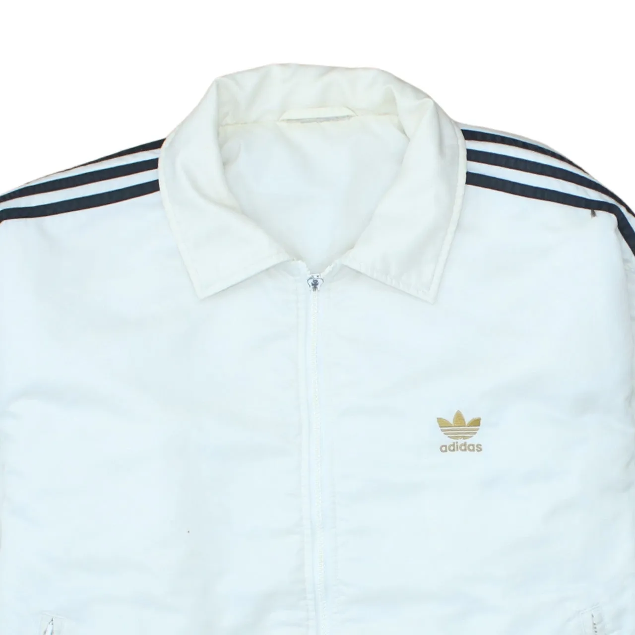 Adidas White Windbreaker Jacket Men's XLarge Trefoil Logo Three Stripe Sleeve Zip Pockets Outerwear sold by Vintage Club product image thumbnail 3