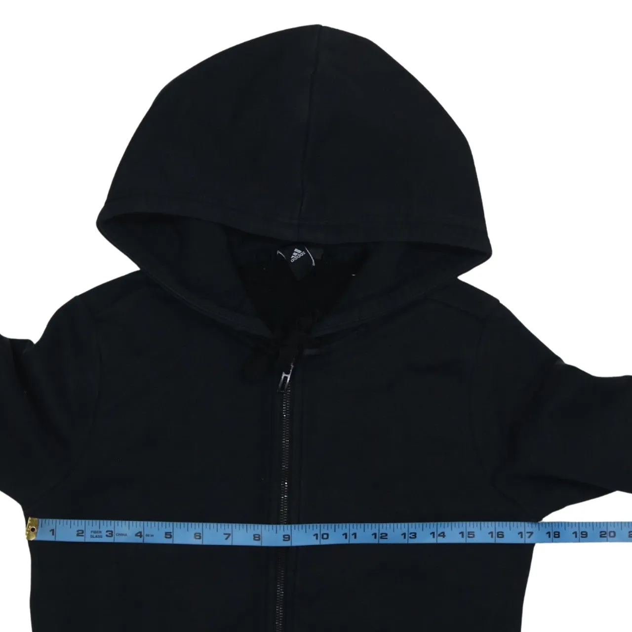 Adidas Black Hoodie Women’s Medium Full Zip Sleeve Logo Pocket Hooded Sweatshirt sold by Vintage Club product image thumbnail 5