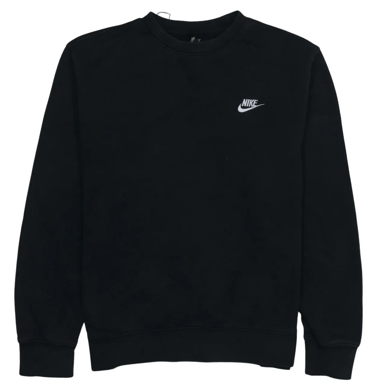 Nike Black Sweatshirt Men's Large Embroidered Swoosh Logo Crewneck Pullover Fleece Top sold by Vintage Club