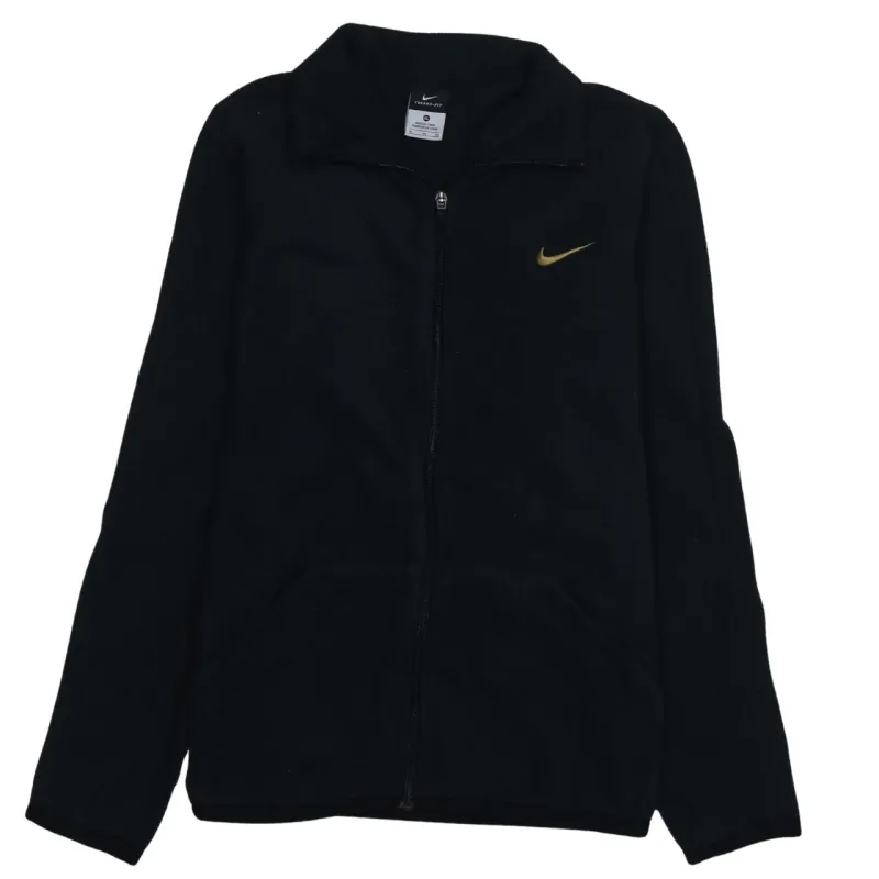 Nike Black Fleece Jacket Women’s XLarge Embroidered Swoosh Full Zip Pockets Outerwear sold by Vintage Club