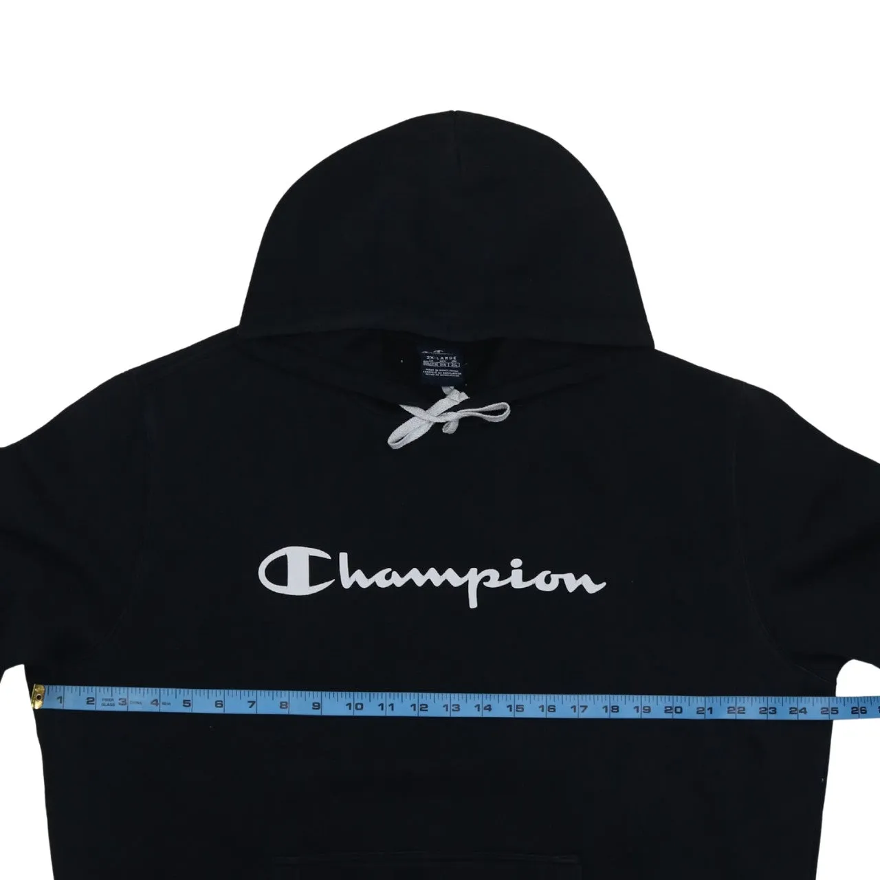 Champion Black Hoodie Women’s 2XL Printed Logo Drawstring Hood Front Pocket Pullover Sweatshirt sold by Vintage Club product image thumbnail 5