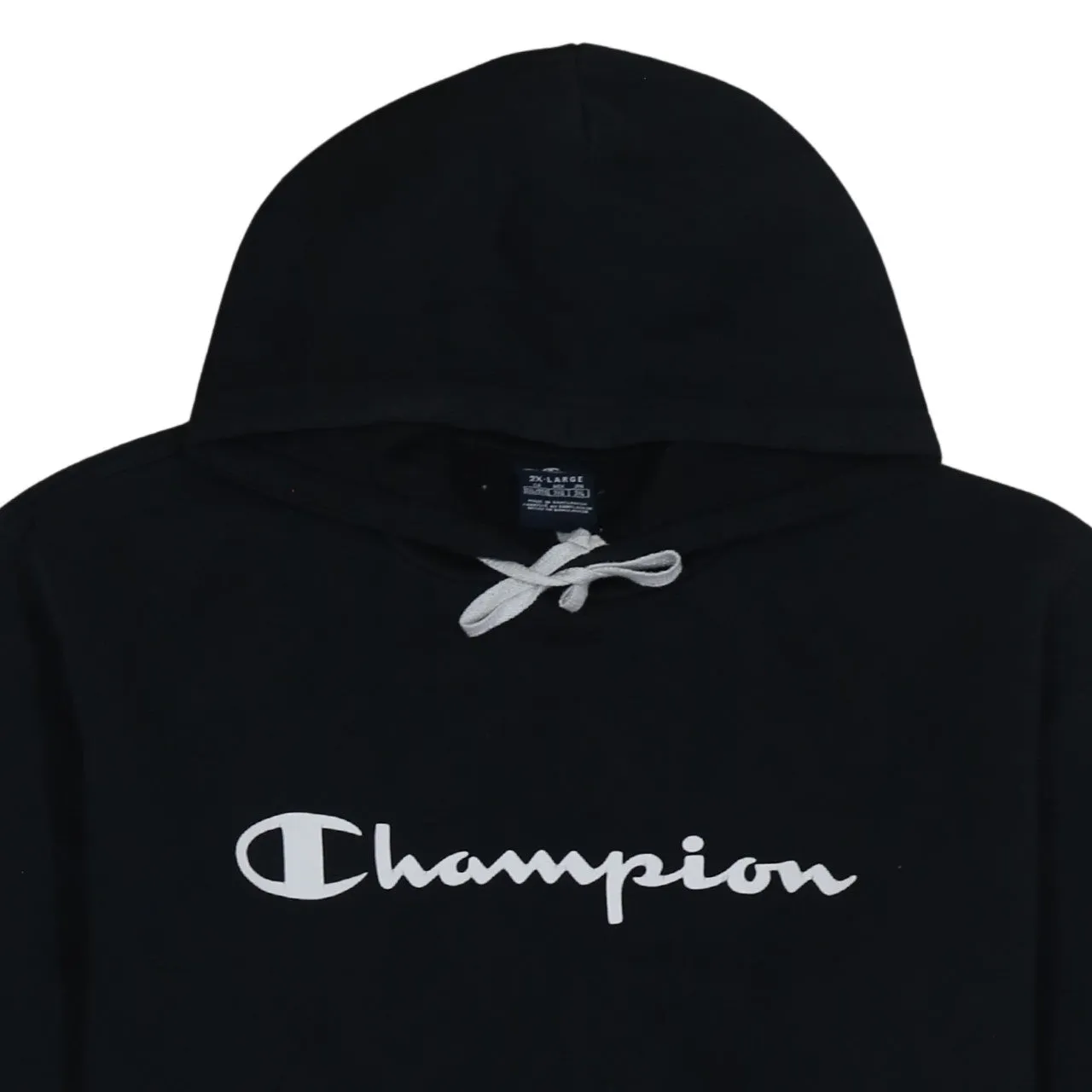 Champion Black Hoodie Women’s 2XL Printed Logo Drawstring Hood Front Pocket Pullover Sweatshirt sold by Vintage Club product image thumbnail 3