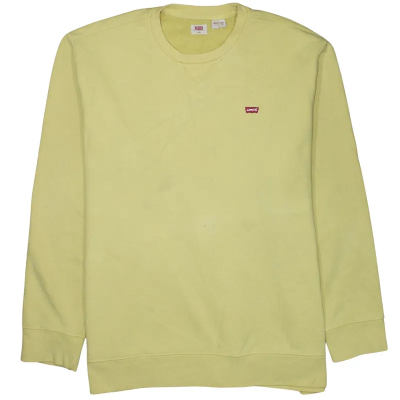 Levi's Pale Yellow Sweatshirt Women's XXLarge Embroidered Chest Logo Crewneck Pullover Top sold by Vintage Club