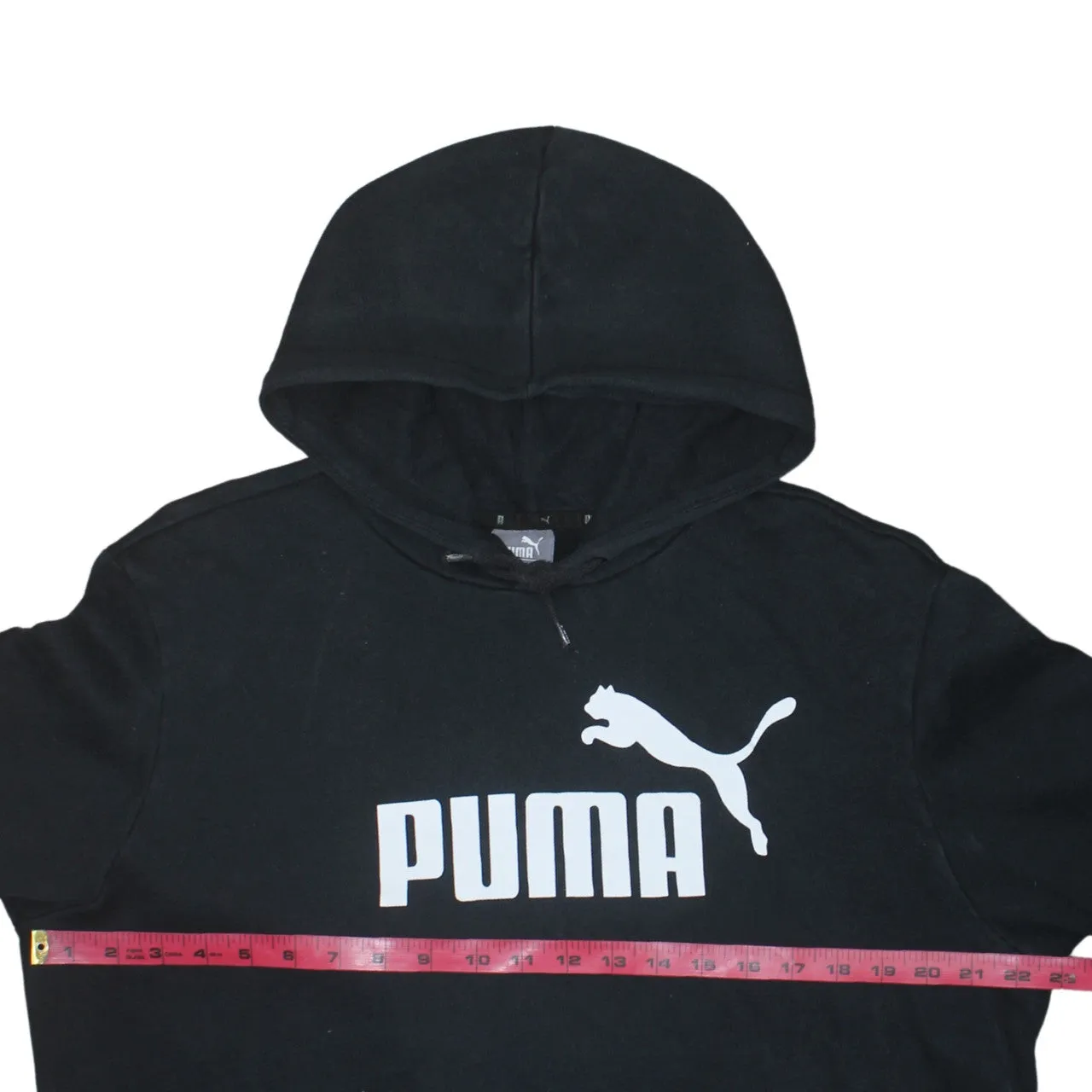 Puma Black Hoodie Women’s Large Printed Big Logo Front Pocket Pullover Sweatshirt sold by Vintage Club product image thumbnail 5