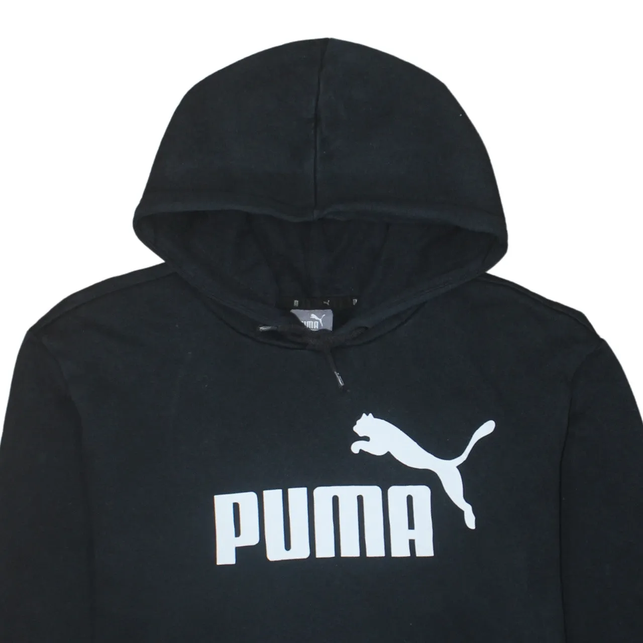 Puma Black Hoodie Women’s Large Printed Big Logo Front Pocket Pullover Sweatshirt sold by Vintage Club product image thumbnail 3
