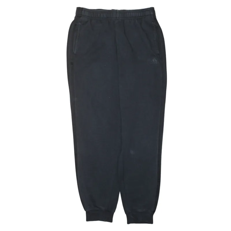 Adidas Black Joggers Sweatpants Men’s Medium Fleece Lined Elastic Waist Cuffed Hem Trousers sold by Vintage Club