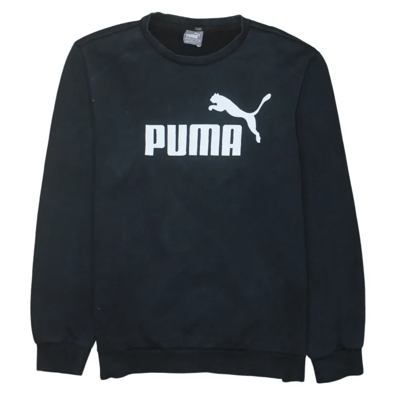 Puma Black Sweatshirt Men's Large Printed Big Logo Crewneck Pullover Fleece Top made by Puma