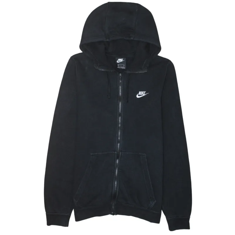 Nike Black Full Zip Hoodie Women’s Small Embroidered Swoosh Split Pocket Sweatshirt sold by Vintage Club