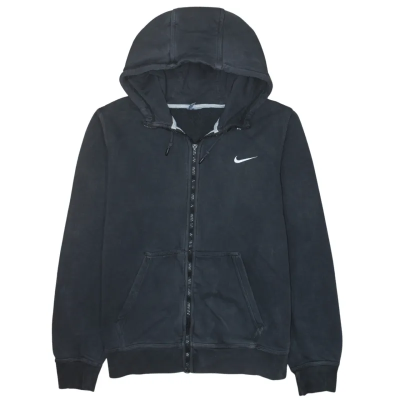 Nike Black Full Zip Hoodie Men’s Small Embroidered Swoosh Drawstring Hood Pockets Sweatshirt sold by Vintage Club
