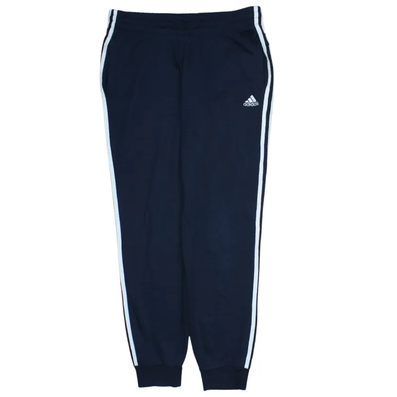 Adidas Navy Blue Joggers Women’s Medium Embroidered Logo Cuffed Hem Side Stripe Sweatpants sold by Vintage Club