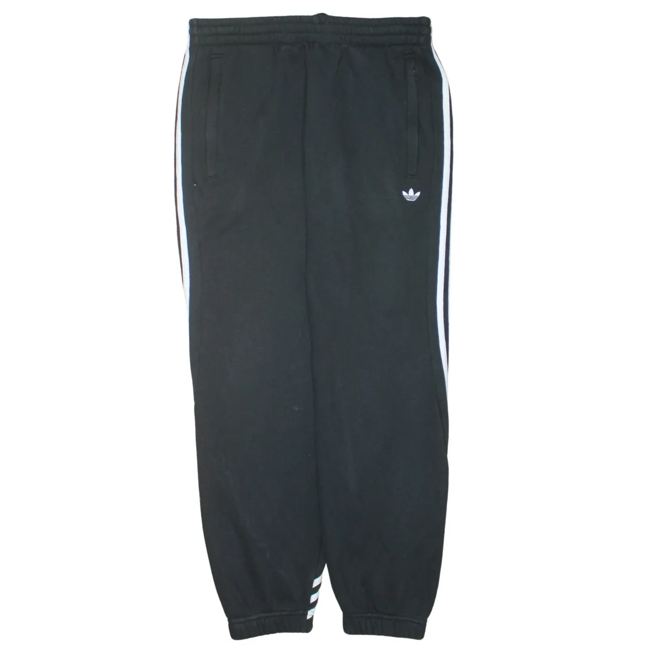 Adidas Black Joggers Men’s 32 Embroidered Trefoil Elasticated Cuffs Triple Stripe Track Pants sold by Vintage Club