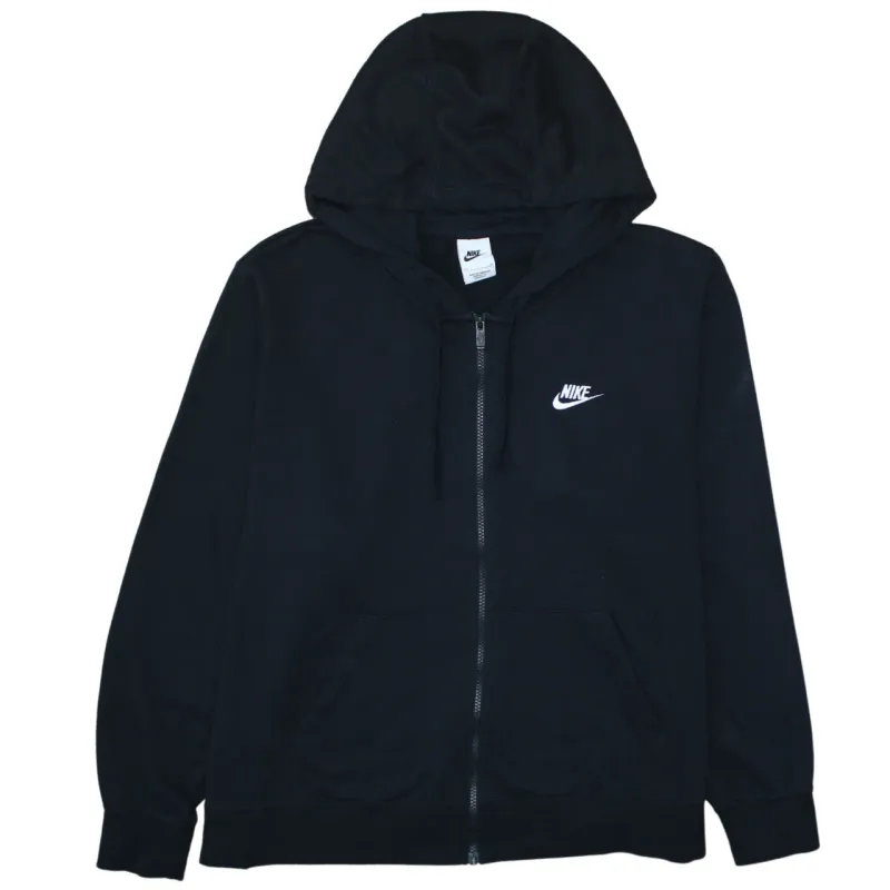 Nike Black Full Zip Hoodie Men's XXLarge Embroidered Swoosh Logo Split Pocket Sweatshirt sold by Vintage Club