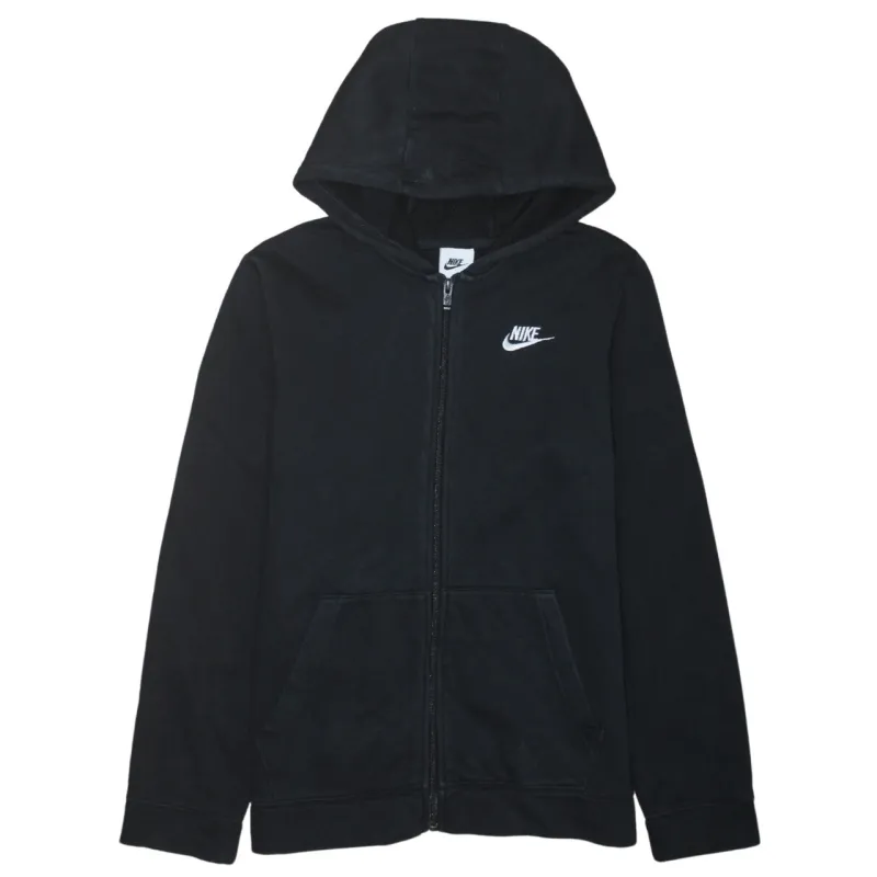 Nike Black Full Zip Hoodie Women’s XLarge Printed Swoosh Logo Front Pockets Sweatshirt sold by Vintage Club