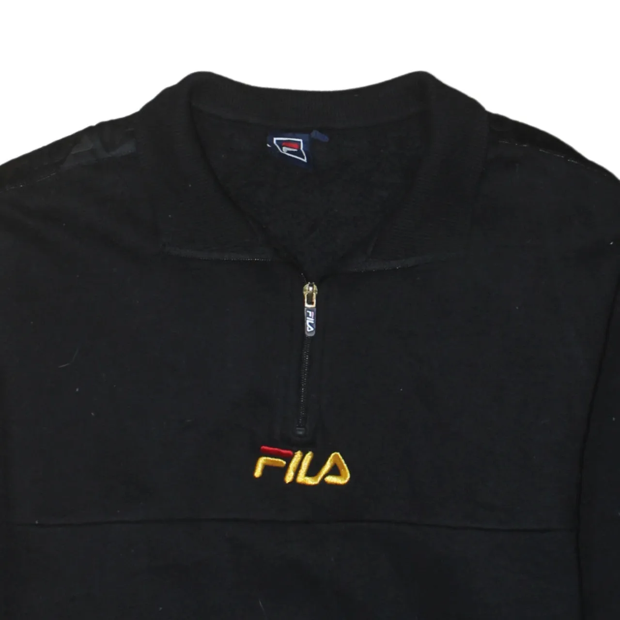 Fila Black Quarter Zip Sweatshirt Men's Medium Embroidered Logo Front Pocket Fleece Pullover sold by Vintage Club product image thumbnail 3