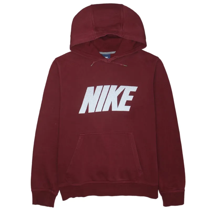 Nike Burgundy Red Hoodie Women’s Medium Printed Logo Front Pocket Pullover Sweatshirt made by Nike