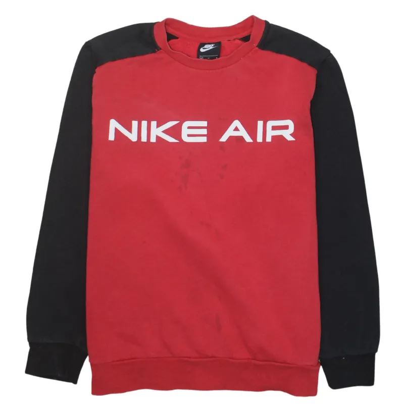Nike Red Black Sweatshirt Men's Medium Printed Nike Air Logo Crewneck Pullover Top made by Nike