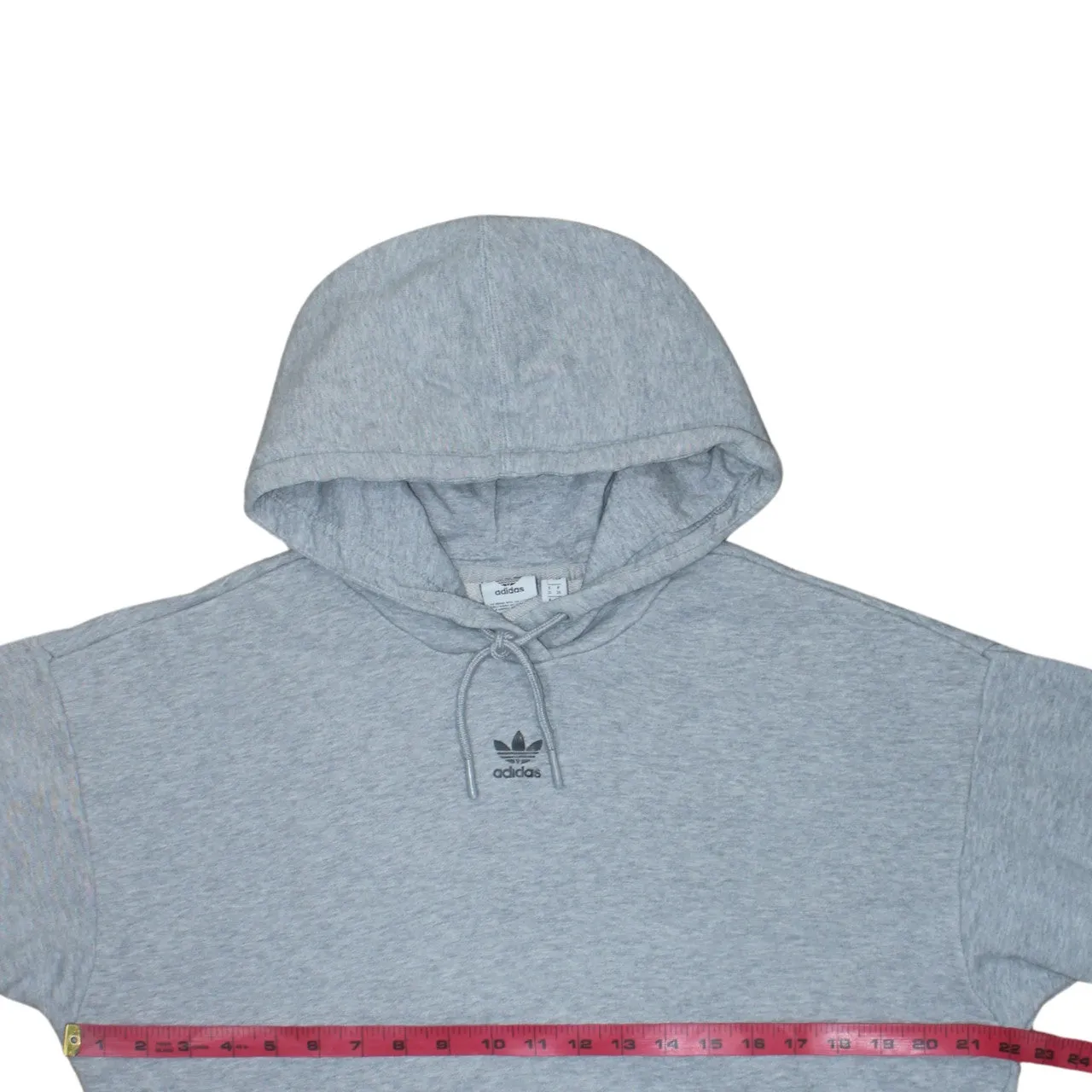 Adidas Grey Hoodie Women’s Large Trefoil Sleeve Print Drawstring Logo Pullover Sweatshirt sold by Vintage Club product image thumbnail 5