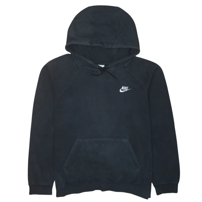 Nike Black Hoodie Women’s Large Embroidered Swoosh Logo Drawstring Pocket Pullover Sweatshirt sold by Vintage Club