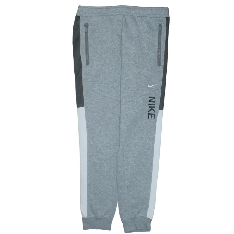 Nike Grey Joggers Men’s Medium Zip Pockets Cuffed Hem Printed Logo Sweatpants made by Nike