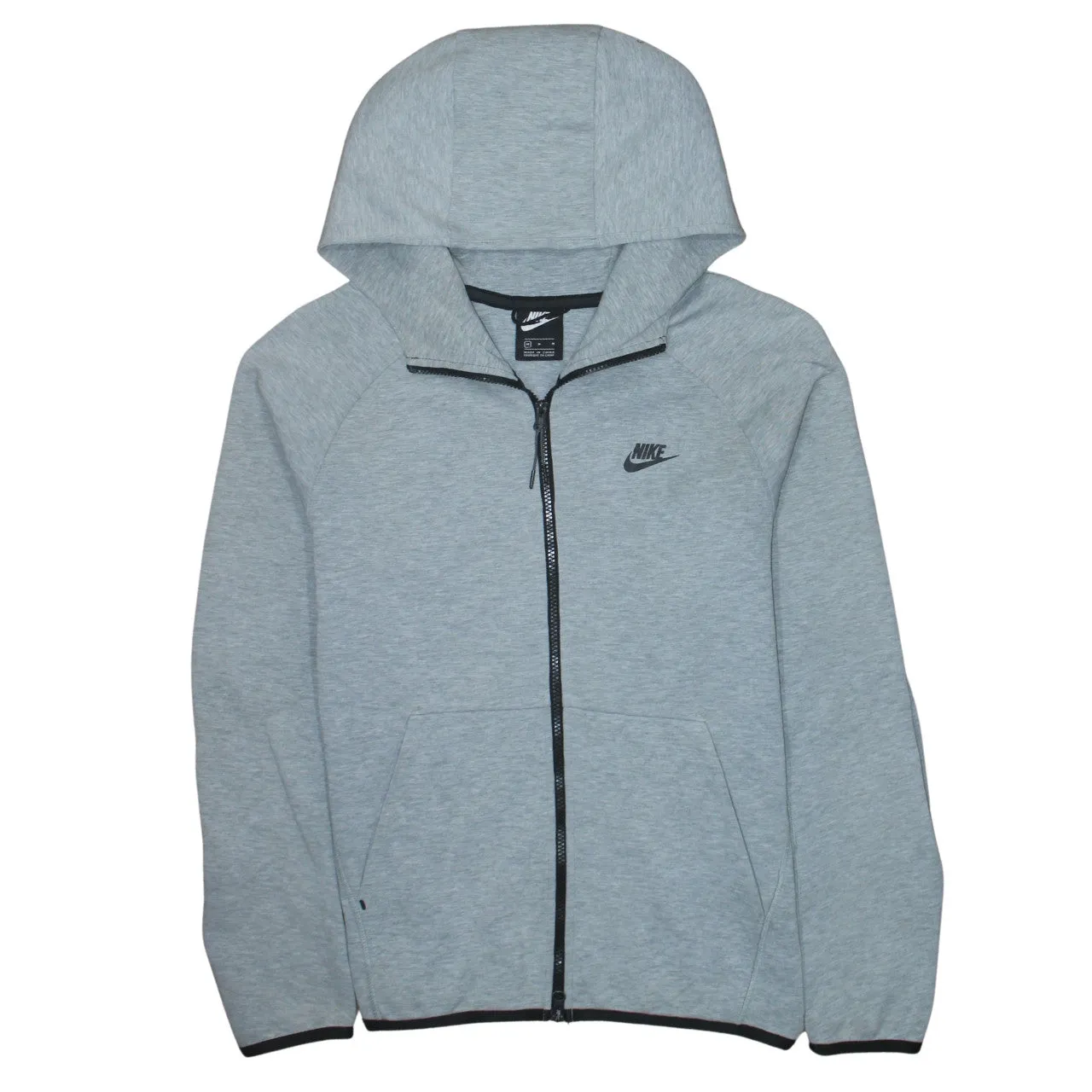 Nike Grey Full Zip Hoodie Men's Medium Printed Logo Split Pocket Casual Sweatshirt sold by Vintage Club
