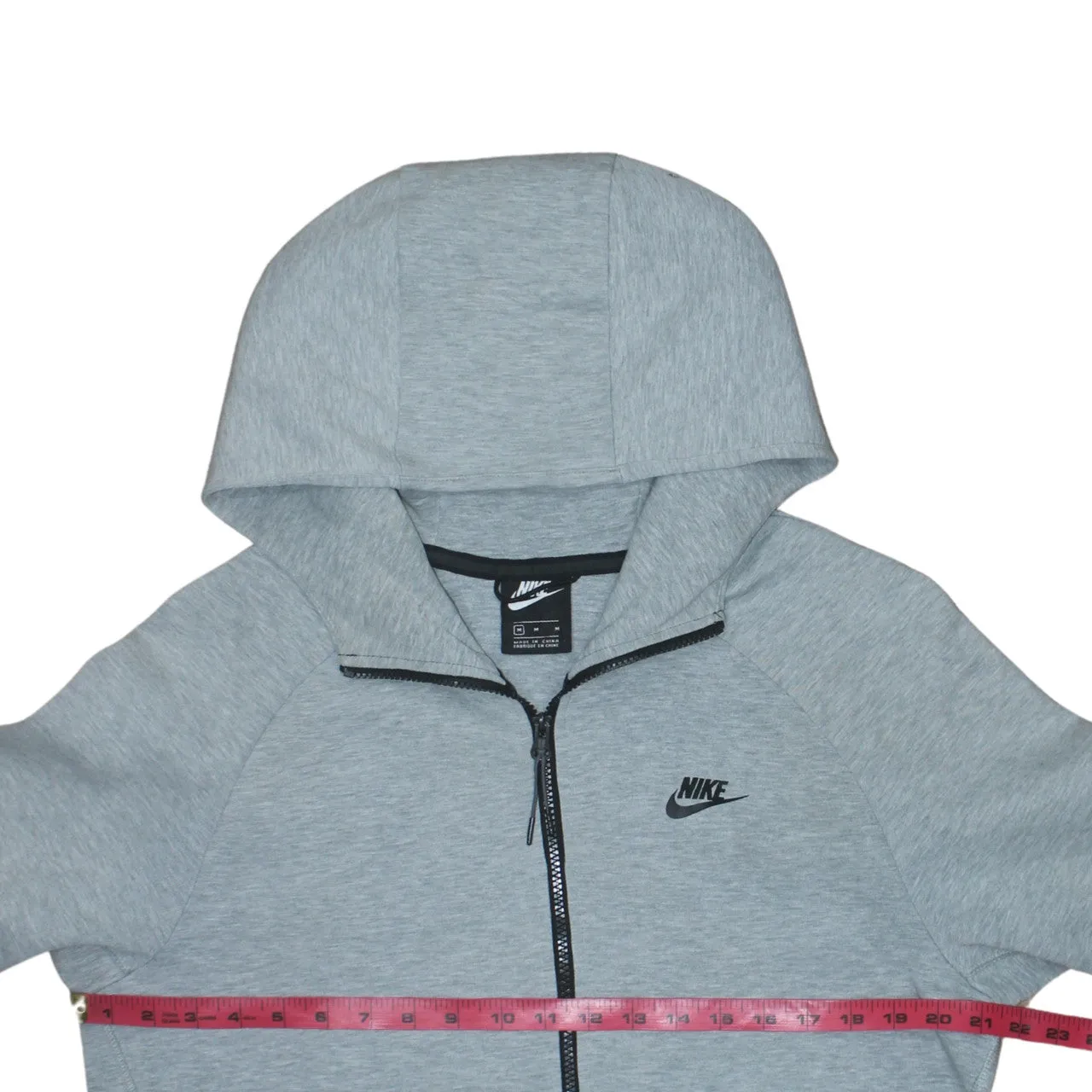 Nike Grey Full Zip Hoodie Men's Medium Printed Logo Split Pocket Casual Sweatshirt sold by Vintage Club product image thumbnail 5