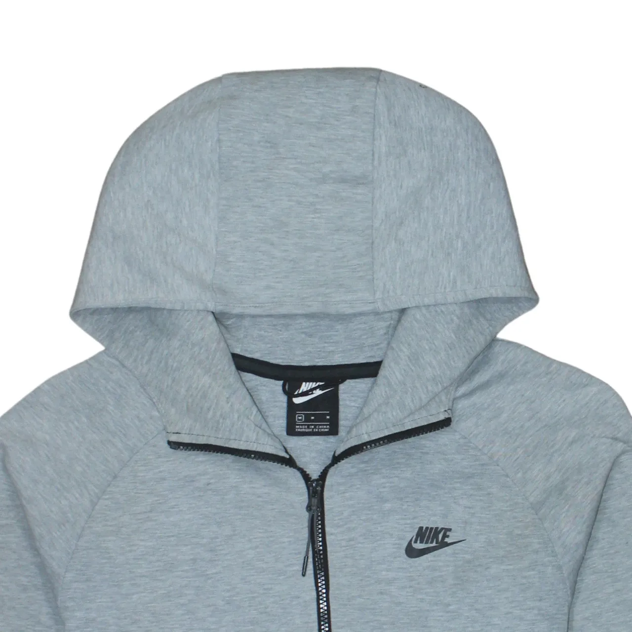 Nike Grey Full Zip Hoodie Men's Medium Printed Logo Split Pocket Casual Sweatshirt sold by Vintage Club product image thumbnail 3
