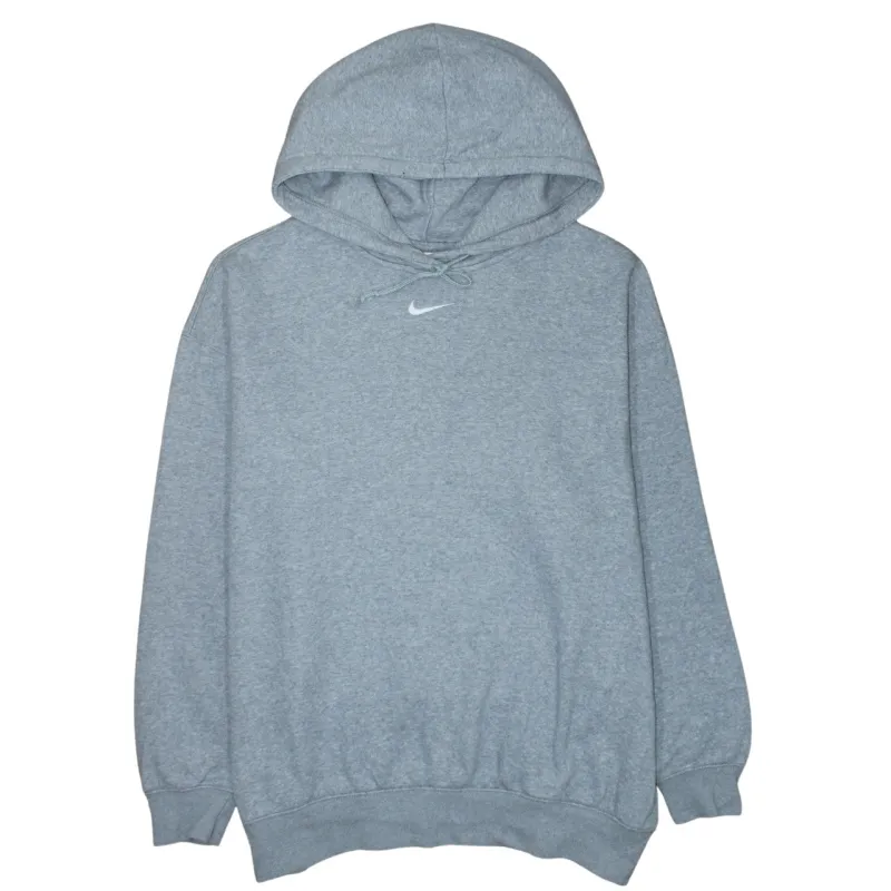 Nike Grey Hoodie Men's Large Embroidered Swoosh Drawstring Hood Ribbed Hem Sweatshirt sold by Vintage Club