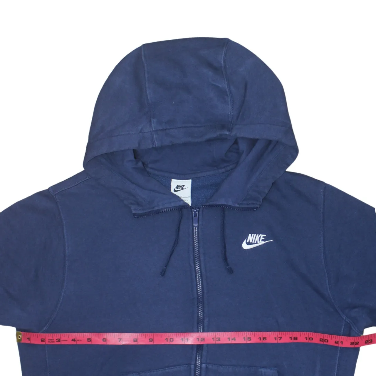 Nike Navy Blue Zip Hoodie Men's Small Embroidered Swoosh Split Pocket Sweatshirt Top sold by Vintage Club product image thumbnail 5