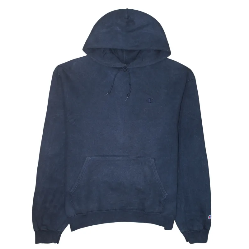 Champion Navy Blue Hoodie Men's Large Embroidered Chest Logo Front Pocket Pullover Sweatshirt sold by Vintage Club