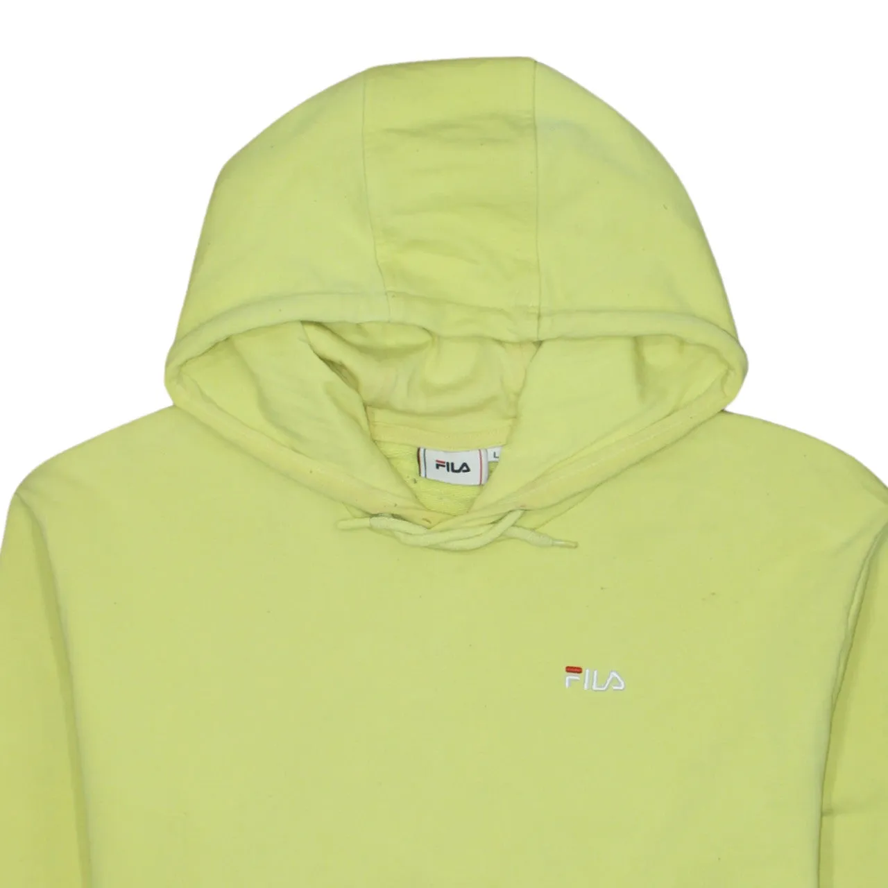 Fila Light Yellow Hoodie Women’s Large Embroidered Chest Logo Front Pocket Pullover Sweatshirt sold by Vintage Club product image thumbnail 3