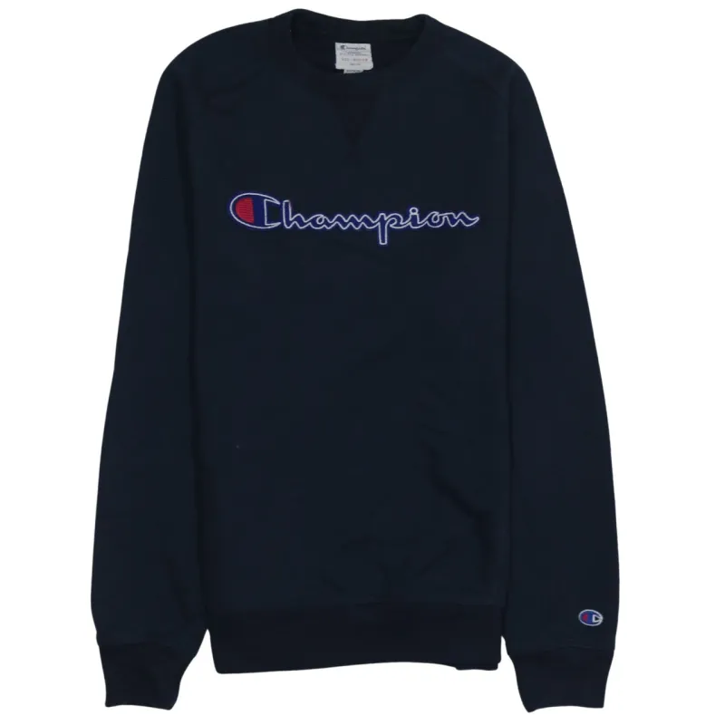 Champion Navy Blue Sweatshirt Women's Medium Embroidered Script Logo Crewneck Pullover sold by Vintage Club