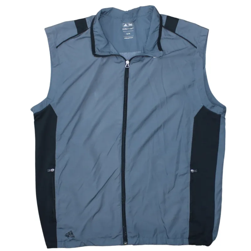 Adidas Grey Gilet Women’s XLarge Full Zip Three Stripe Back Logo Zip Pockets Vest sold by Vintage Club