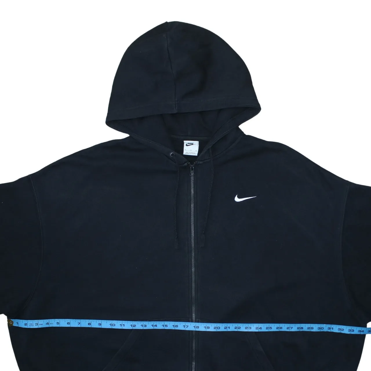 Nike Black Full Zip Hoodie Men's XLarge Embroidered Swoosh Split Pocket Fleece Sweatshirt sold by Vintage Club product image thumbnail 5