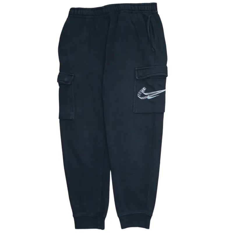 Nike Black Cargo Joggers Men’s Medium Graphic Swoosh Logo Elastic Waist Cuffed Sweatpants sold by Vintage Club