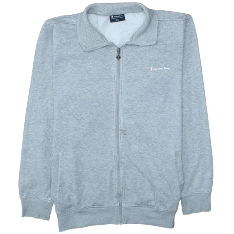 Champion Grey Full Zip Sweatshirt Men's XLarge Embroidered Chest Logo Ribbed Cuffs Jacket sold by Vintage Club