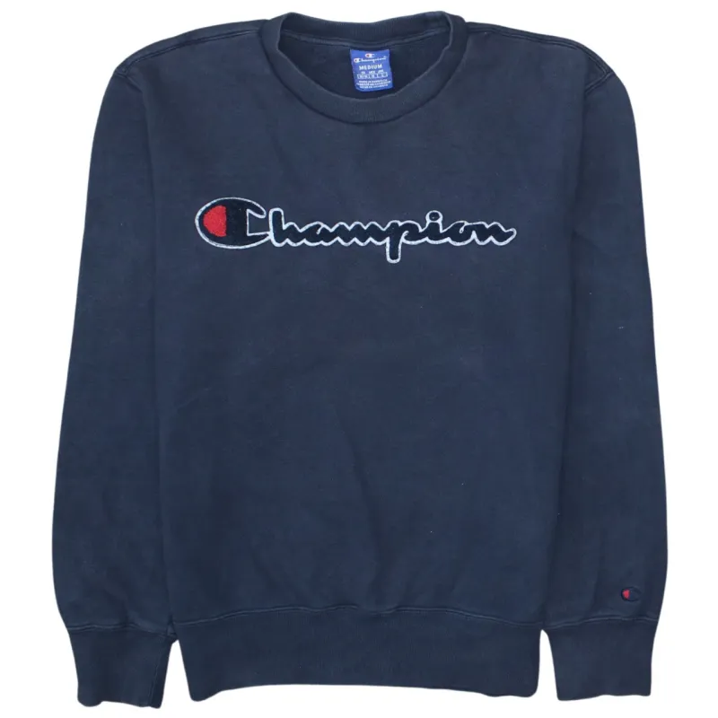 Champion Navy Blue Sweatshirt Men's Medium Embroidered Script Logo Crewneck Pullover sold by Vintage Club