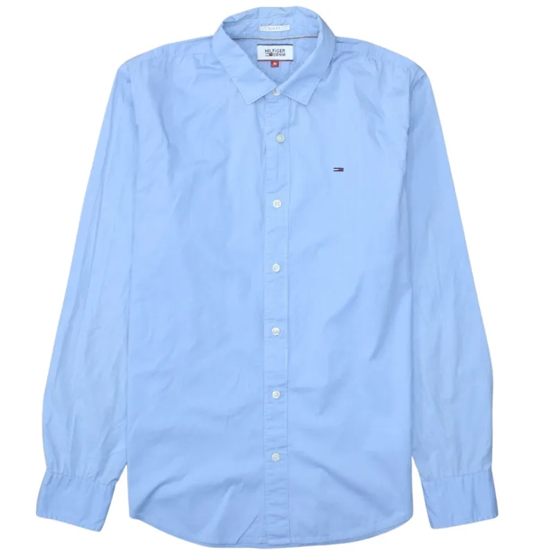 Tommy Hilfiger Light Blue Shirt Men's Medium Embroidered Flag Logo Long Sleeve Casual made by Tommy Hilfiger