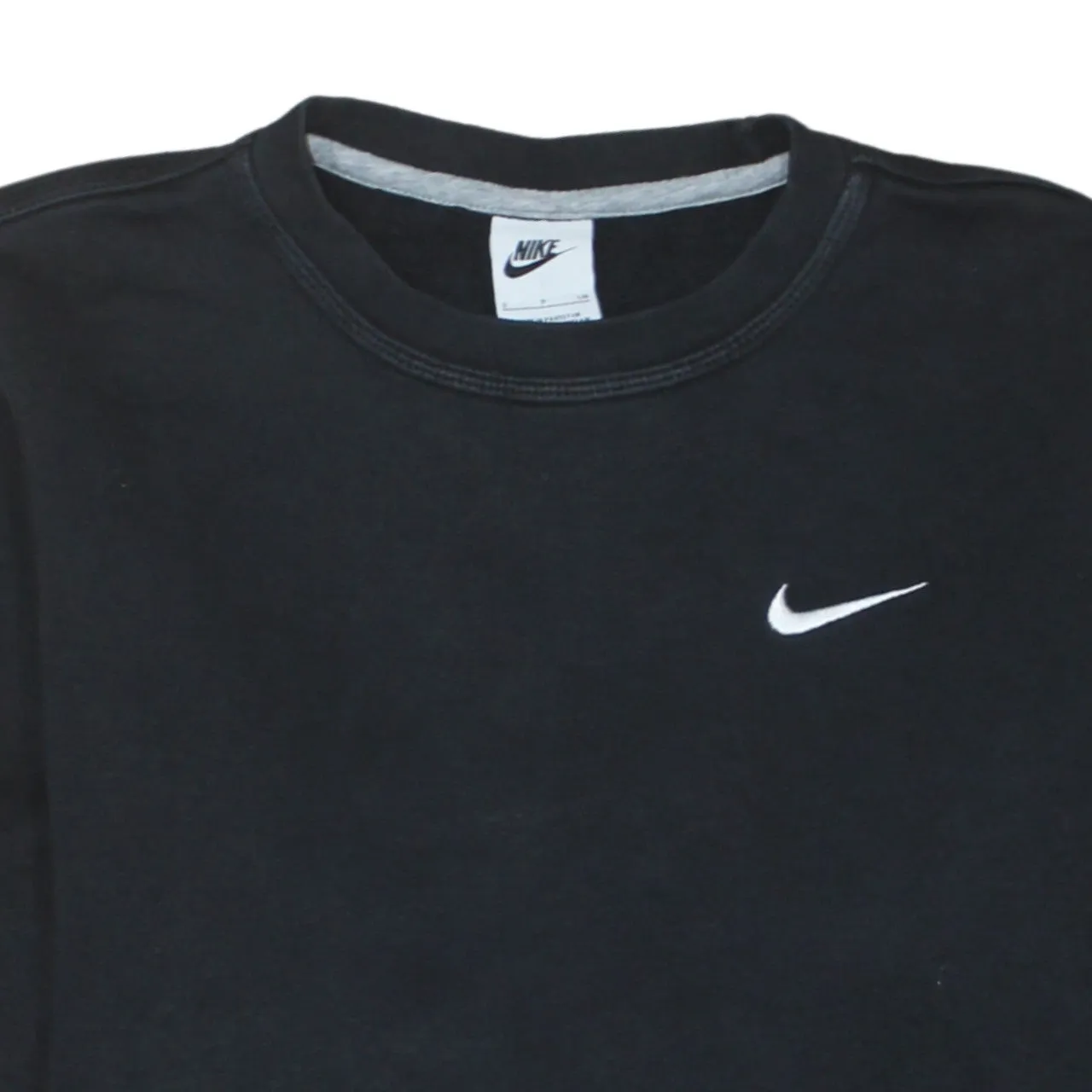Nike Black Sweatshirt Men's Small Embroidered Swoosh Logo Crewneck Pullover Fleece Top sold by Vintage Club product image thumbnail 3