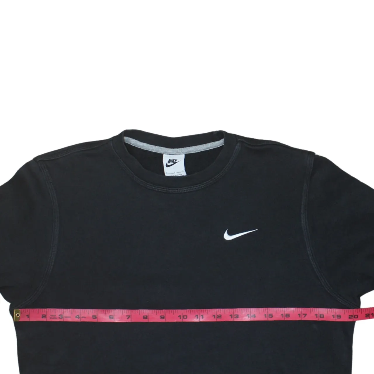 Nike Black Sweatshirt Men's Small Embroidered Swoosh Logo Crewneck Pullover Fleece Top sold by Vintage Club product image thumbnail 5