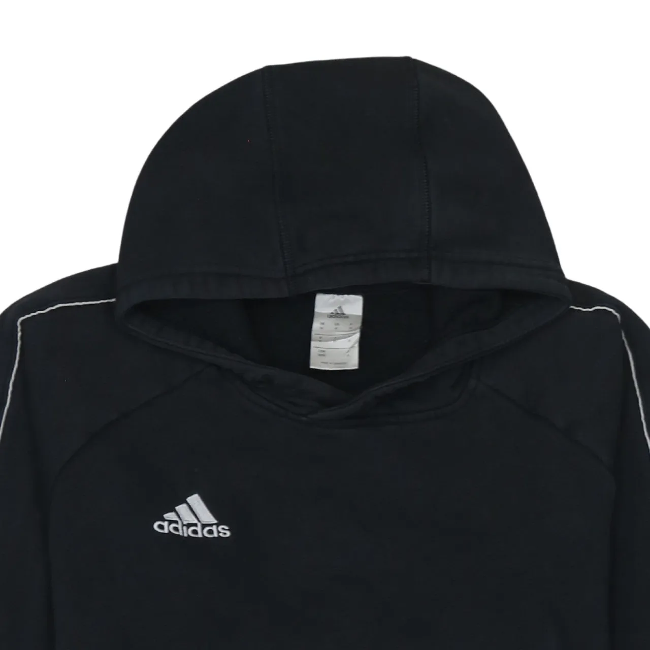Adidas Black Hoodie Men’s Medium Embroidered Logo Contrast Piping Front Pocket Sweatshirt sold by Vintage Club product image thumbnail 3