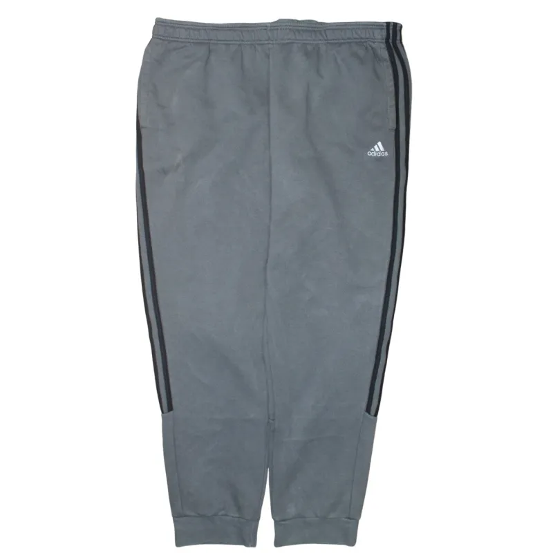 Adidas Grey Joggers Men’s XXLarge Embroidered Logo Three Stripe Sides Fleece Sweatpants sold by Vintage Club