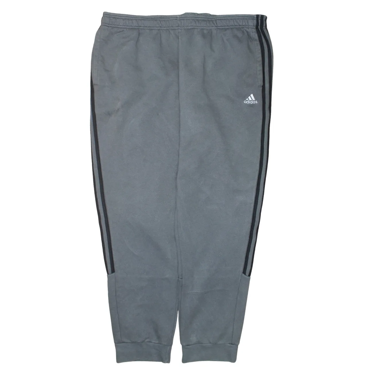Adidas Grey Joggers Men’s XXLarge Embroidered Logo Three Stripe Sides Fleece Sweatpants sold by Vintage Club