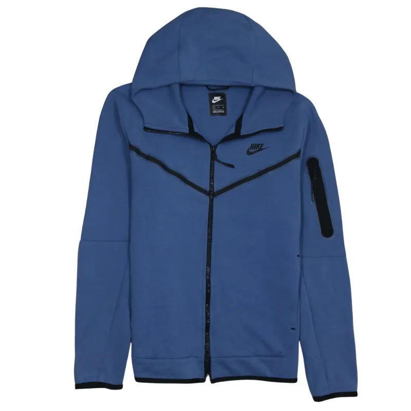 Nike Blue Tech Fleece Hoodie Men's Small Full Zip Embroidered Logo Sleeve Pocket Jacket sold by Vintage Club