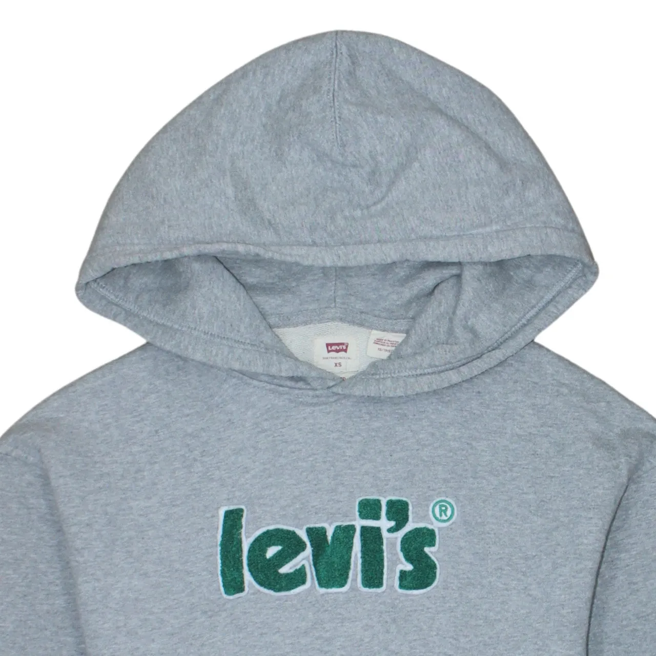 Levi's Grey Hoodie Men's XSmall Embroidered Green Logo Front Pouch Pullover Sweatshirt sold by Vintage Club product image thumbnail 3