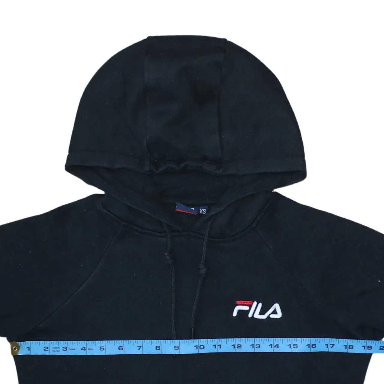 Fila Black Hoodie Women’s XSmall Embroidered Chest Logo Drawstring Hood Front Pocket Sweatshirt sold by Vintage Club product image thumbnail 5