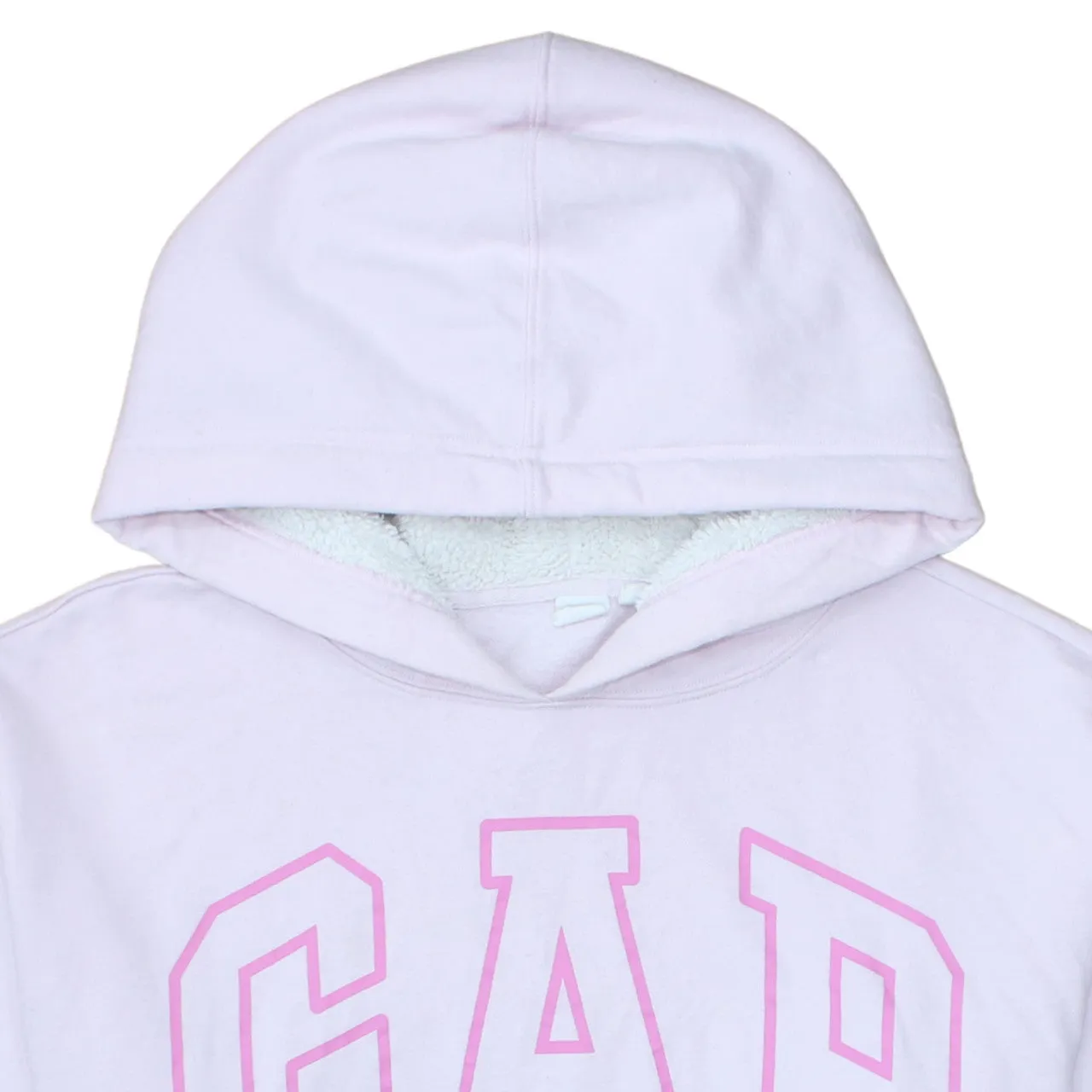 Gap Light Pink Hoodie Women’s XLarge Printed Logo Sherpa Lined Hood Pullover Sweatshirt sold by Vintage Club product image thumbnail 3