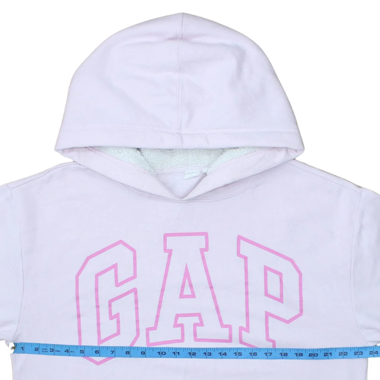 Gap Light Pink Hoodie Women’s XLarge Printed Logo Sherpa Lined Hood Pullover Sweatshirt sold by Vintage Club product image thumbnail 5