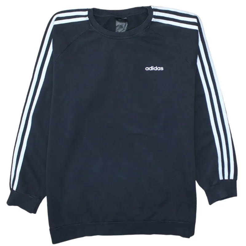Adidas Black Sweatshirt Women’s Medium Embroidered Logo Three Stripe Sleeves Pullover Top sold by Vintage Club